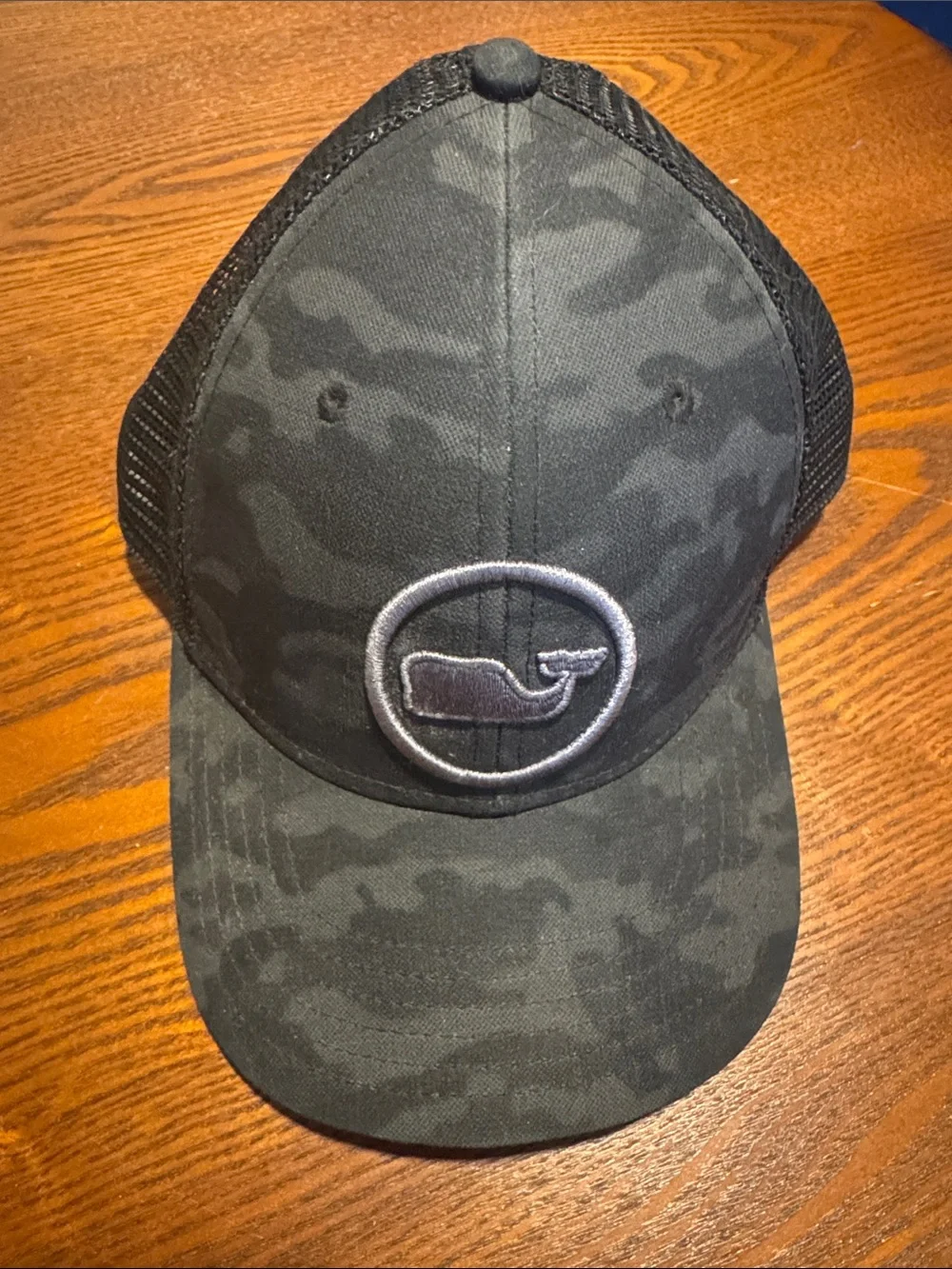 Vineyard Vines Black Camo Whale Logo Trucker Hat